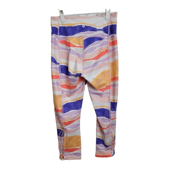 Lululemon True Self Crop Bleacher Stripe White Iris Flower high-rise luon 21"  6 - Picture 2 of 14